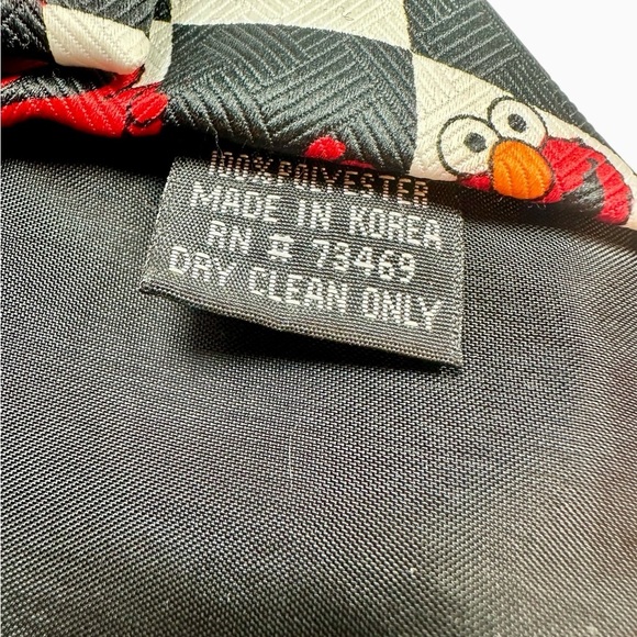 Vintage Elmo Sesame Street Black & White Checkered Tie - Picture 5 of 5